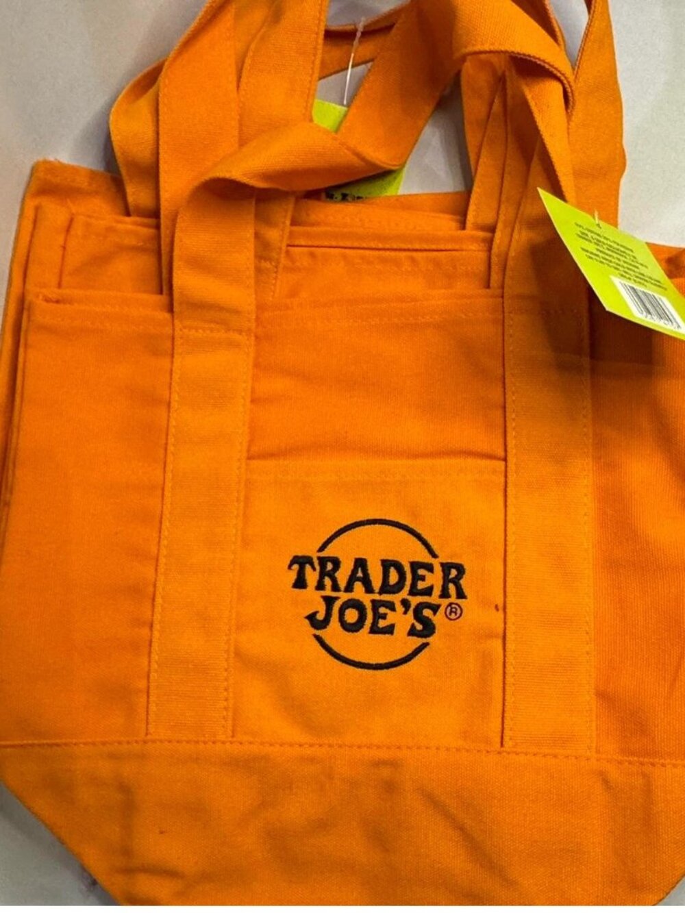 🆕 1 Trader Joe's Orange Canvas Tote Bag Small Reusable Grocery Shopping NWT